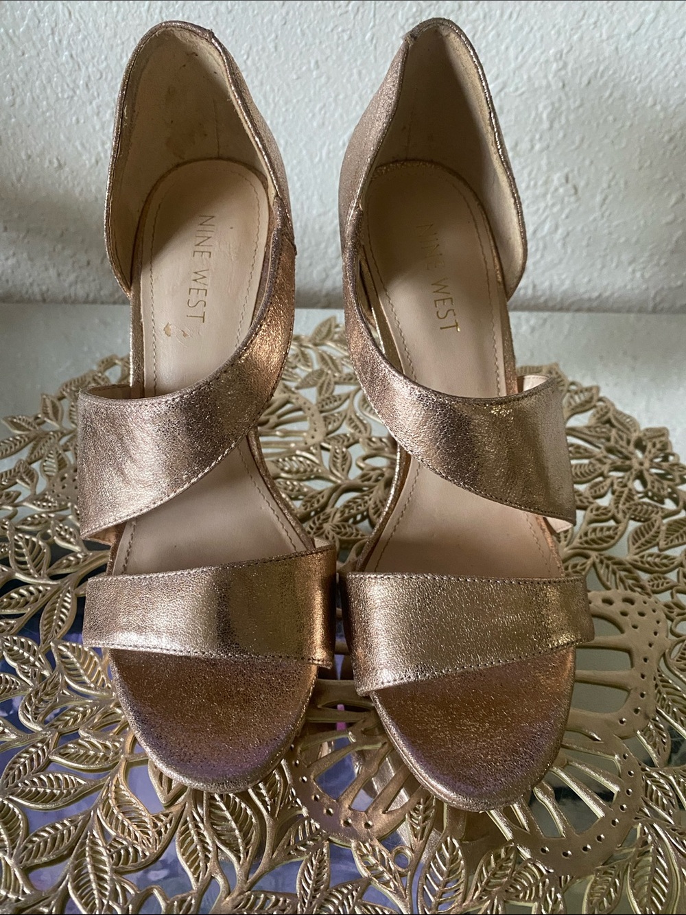 Nine West Metallic Rose Gold Open-Toe Heels
**NO BOX**
